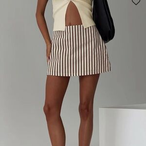 Princess Polly Gigi Skort Beige Stripe - US 2 / Beige